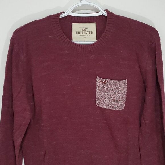 𝅺hollister small maroon crewneck long sleeve sweater - Picture 2 of 7